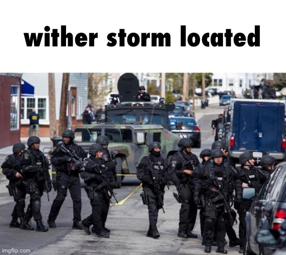 Military Cops | wither storm located | image tagged in military cops | made w/ Imgflip meme maker
