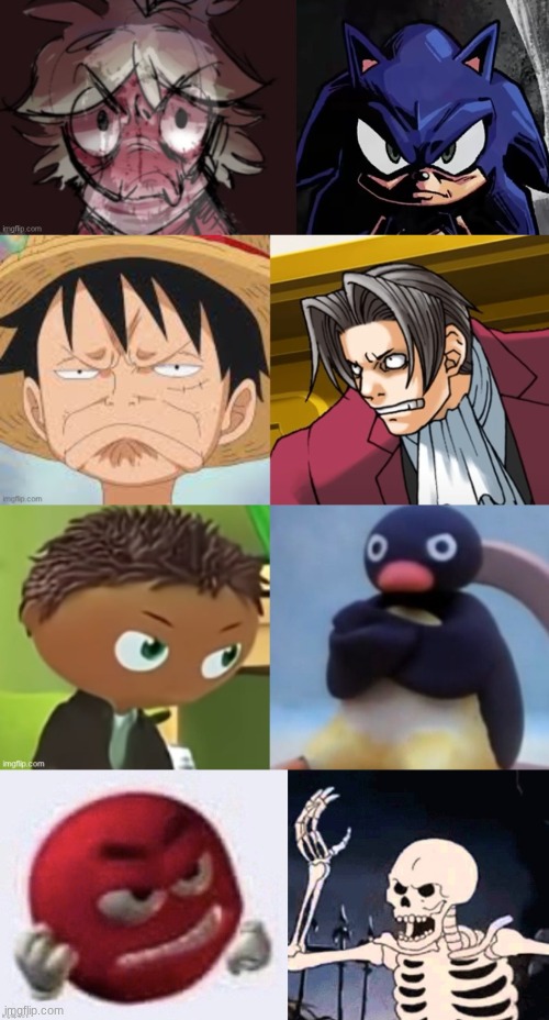 The 8 faces of anger and frustration | made w/ Imgflip meme maker