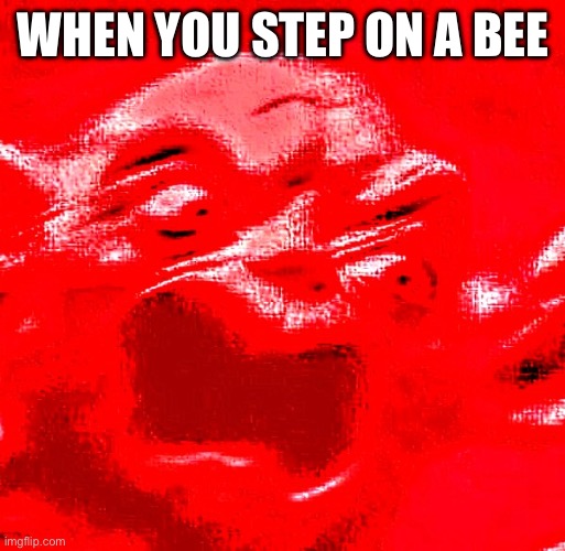 VERY LOUD SCREAMING | WHEN YOU STEP ON A BEE | image tagged in very loud screaming | made w/ Imgflip meme maker