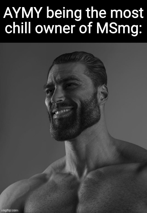 props to you, man. | AYMY being the most chill owner of MSmg: | image tagged in giga chad | made w/ Imgflip meme maker