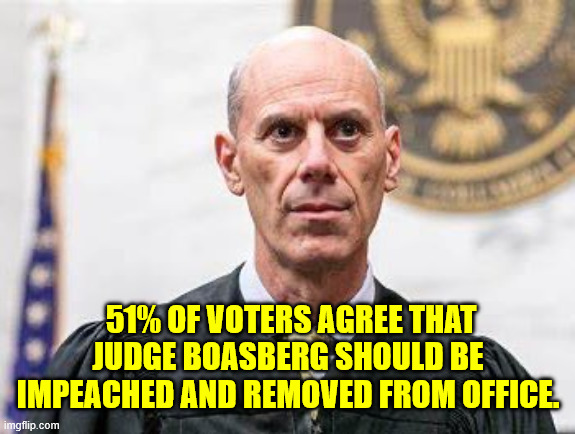 New poll | 51% OF VOTERS AGREE THAT JUDGE BOASBERG SHOULD BE IMPEACHED AND REMOVED FROM OFFICE. | image tagged in remove,crooked judges | made w/ Imgflip meme maker