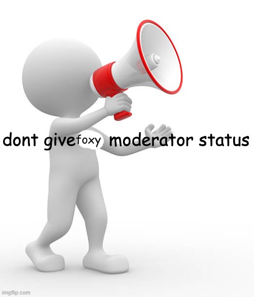 dont give me moderator status | foxy | image tagged in dont give me moderator status | made w/ Imgflip meme maker