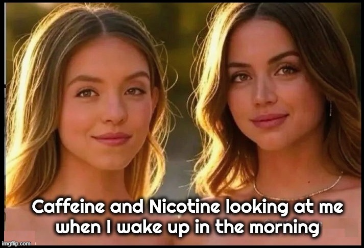 Sisters of Morning: Cathy & Nikki | image tagged in vince vance,sisters,mornings,caffeine,nicotine,memes | made w/ Imgflip meme maker