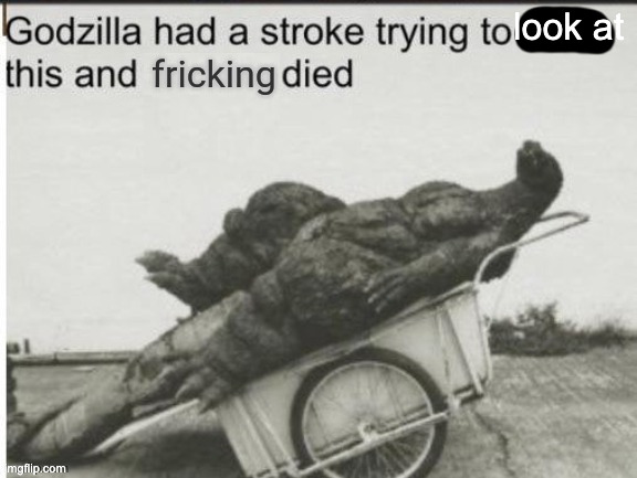 Godzilla had a stroke trying to read this and fricking died | look at | image tagged in godzilla had a stroke trying to read this and fricking died | made w/ Imgflip meme maker