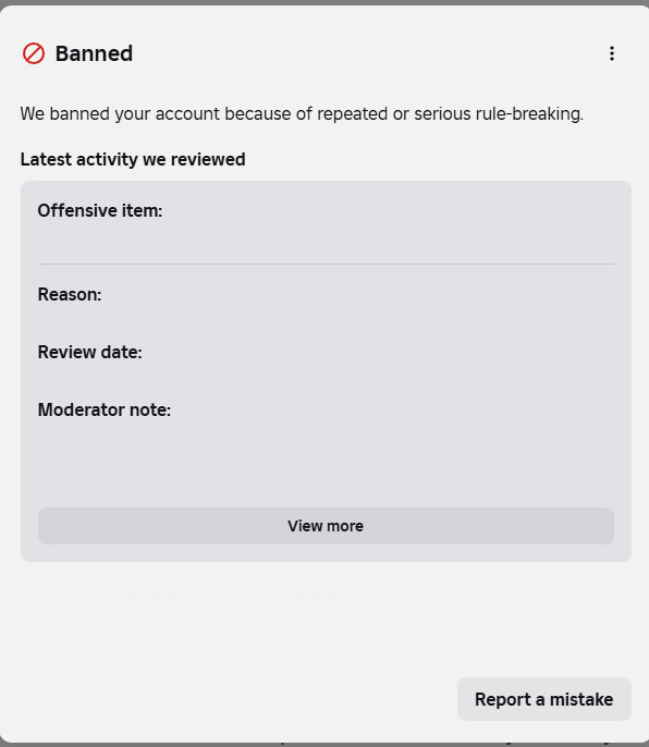 Banned from Roblox (Redesign) Blank Meme Template