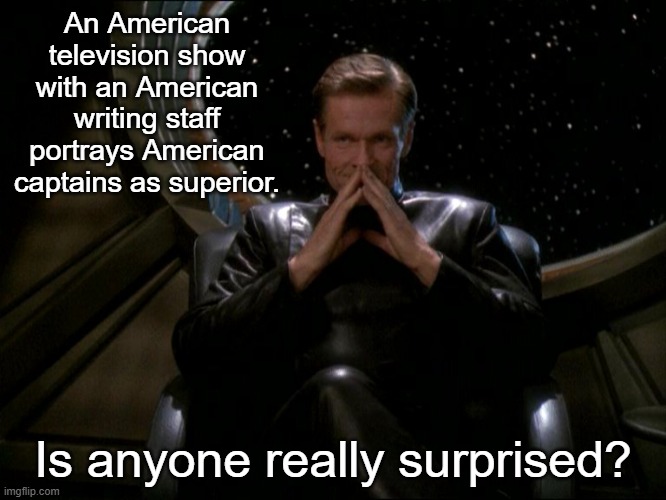 Luther Sloan | An American television show with an American writing staff portrays American captains as superior. Is anyone really surprised? | image tagged in luther sloan | made w/ Imgflip meme maker