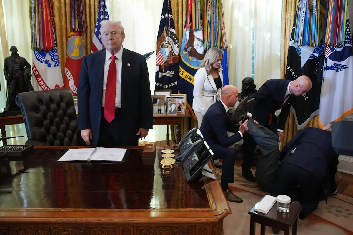 Trump After Man Passed Out in Oval Office Blank Meme Template