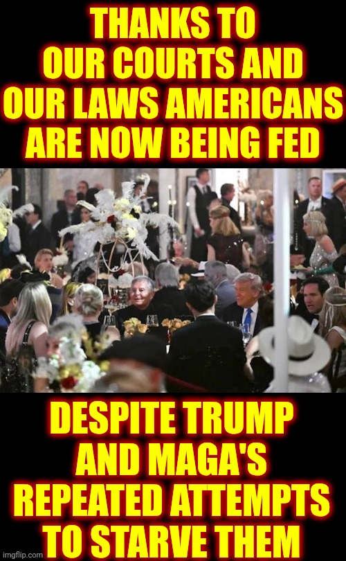 Donald Trump And Maga In Congress Are HARMING AMERICANS ON PURPOSE And They Deserve To Be In Prison | THANKS TO OUR COURTS AND OUR LAWS AMERICANS ARE NOW BEING FED; DESPITE TRUMP AND MAGA'S REPEATED ATTEMPTS TO STARVE THEM | image tagged in memes,maga,nazis,lock him up,deplorable donald,basket of deplorables | made w/ Imgflip meme maker