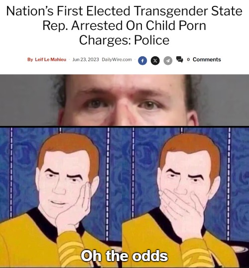 And his partner as well... | Oh the odds | image tagged in fake surprised,transgender,crime | made w/ Imgflip meme maker