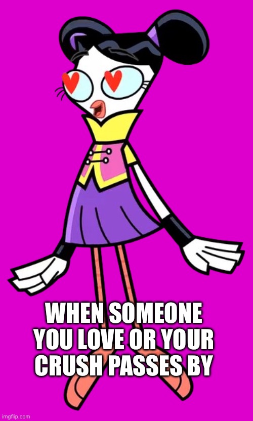 When you found someone you had a crush on. | WHEN SOMEONE YOU LOVE OR YOUR CRUSH PASSES BY | image tagged in flick feathers | made w/ Imgflip meme maker