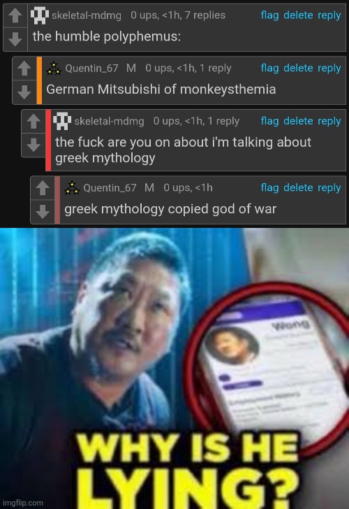 why is he lying | image tagged in why is he lying | made w/ Imgflip meme maker