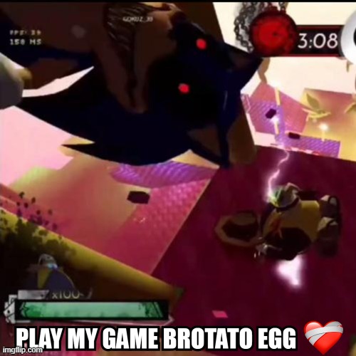 PLAY MY GAME BROTATO EGG | image tagged in sonic exe | made w/ Imgflip meme maker