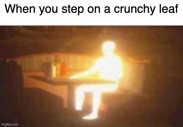 Level 69 Ascension | When you step on a crunchy leaf | image tagged in extremely bright person | made w/ Imgflip meme maker