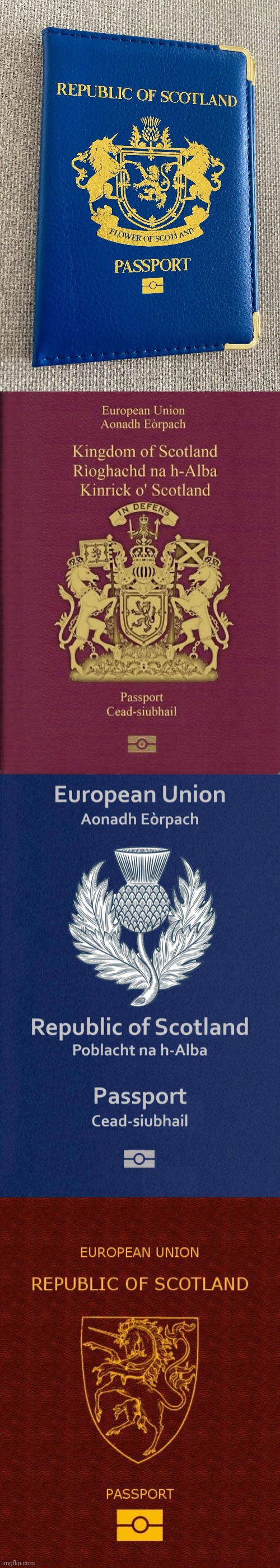 If Scotland becomes independent which passport design should we use? I like the first one the most | image tagged in scotland | made w/ Imgflip meme maker