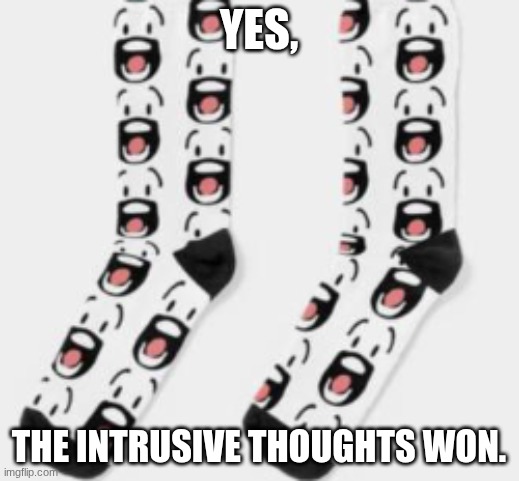 yes. | YES, THE INTRUSIVE THOUGHTS WON. | image tagged in bfdi,socks,object shows | made w/ Imgflip meme maker