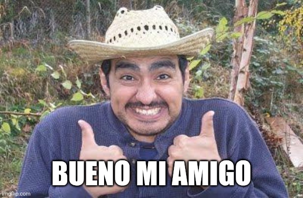 BUENO MI AMIGO | image tagged in mexican is pleased | made w/ Imgflip meme maker