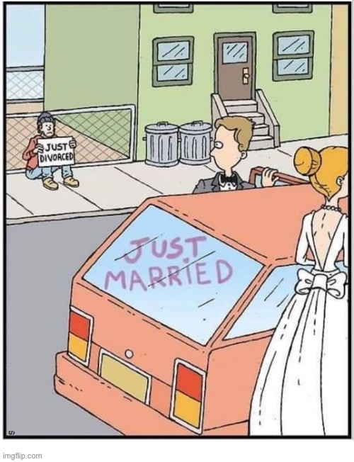 The last thing you’d want to see… | image tagged in repost,sunny street,comics,just married,just divorced,present and future | made w/ Imgflip meme maker