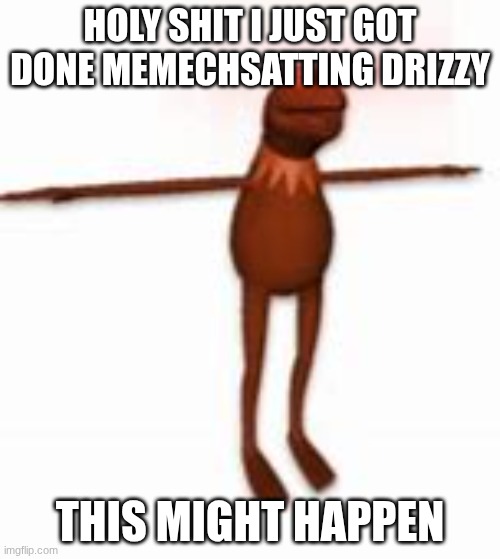 not 100 percent sure but there's a slight chance | HOLY SHIT I JUST GOT DONE MEMECHSATTING DRIZZY; THIS MIGHT HAPPEN | image tagged in kermit | made w/ Imgflip meme maker