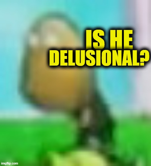 Tall-nut zombie | IS HE DELUSIONAL? | image tagged in tall-nut zombie | made w/ Imgflip meme maker
