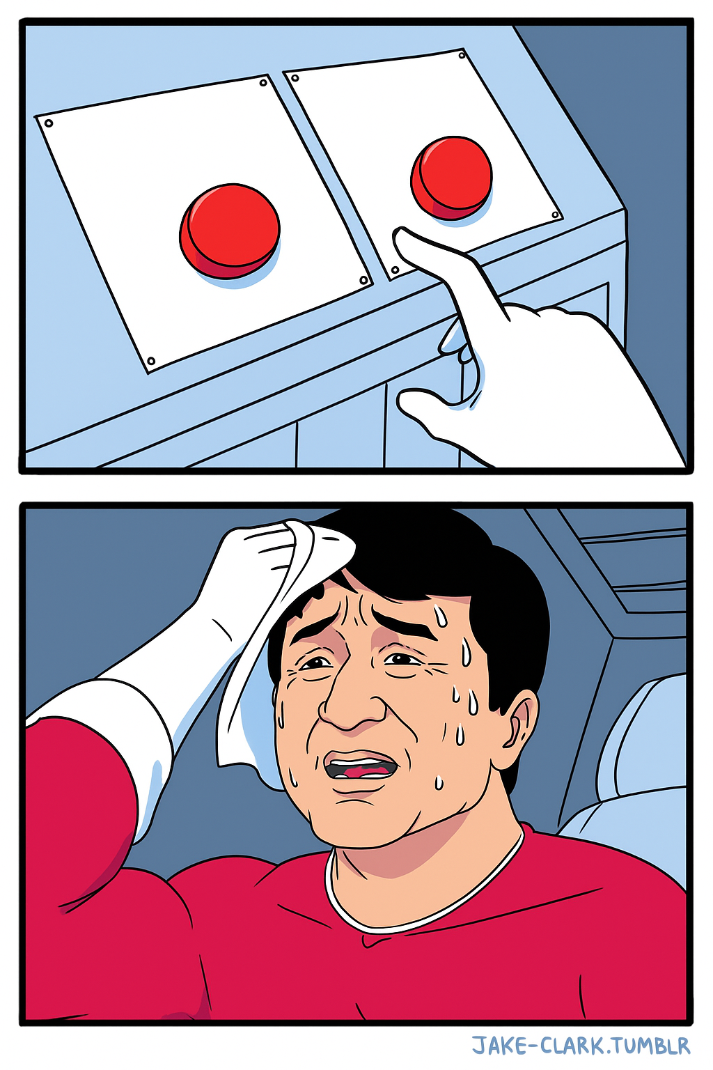 Jackie Chan Two Button Blank Meme Template
