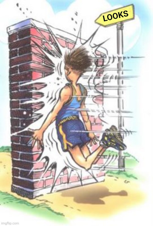 LOOKS | image tagged in hitting a wall | made w/ Imgflip meme maker