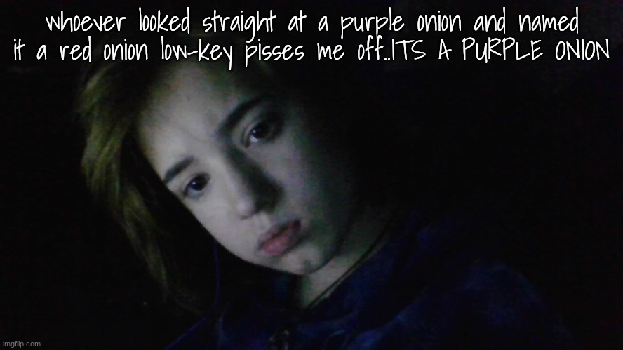 whoever looked straight at a purple onion and named it a red onion low-key pisses me off..ITS A PURPLE ONION | made w/ Imgflip meme maker