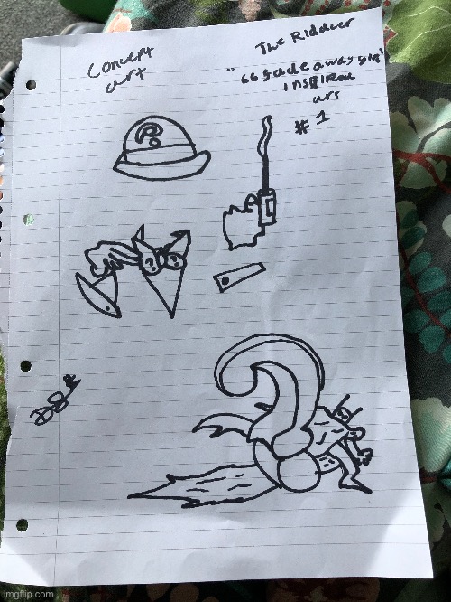 So I drew the riddler based off of the fadeaway girl look | made w/ Imgflip meme maker