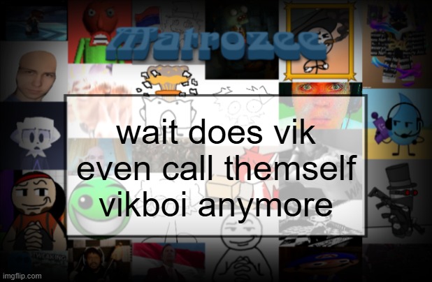 Matrozee Template V2 | wait does vik even call themself vikboi anymore | image tagged in matrozee template v2 | made w/ Imgflip meme maker