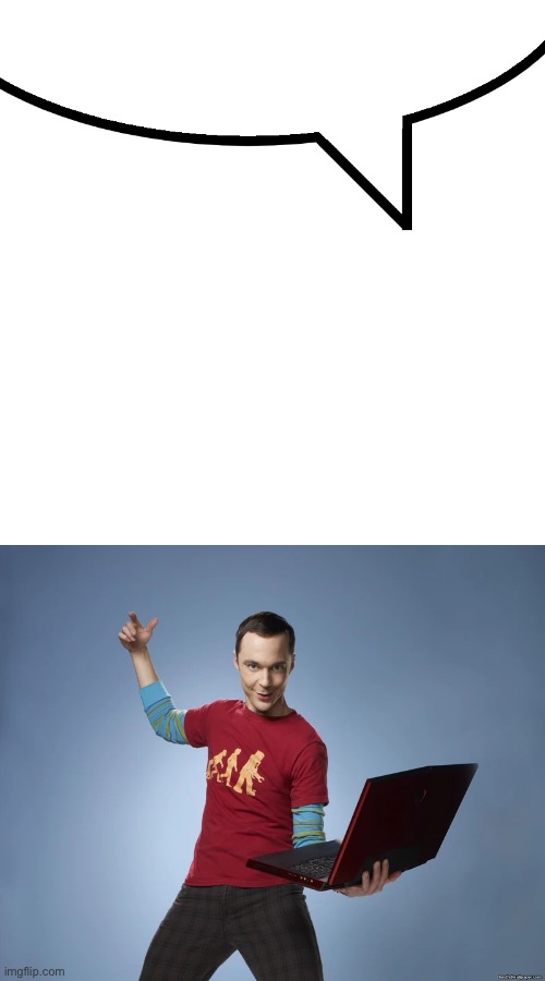 image tagged in speech bubble,sheldon cooper laptop | made w/ Imgflip meme maker