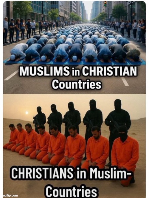 THINK About It! | image tagged in muslims,christians,know the difference,fun fact,liberalism,radical islam | made w/ Imgflip meme maker