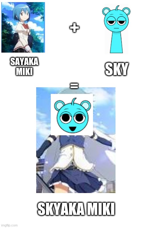THE MOST RANDOM CROSSOVER | +; SKY; SAYAKA MIKI; =; SKYAKA MIKI | image tagged in sprunki,anime,crossover memes | made w/ Imgflip meme maker