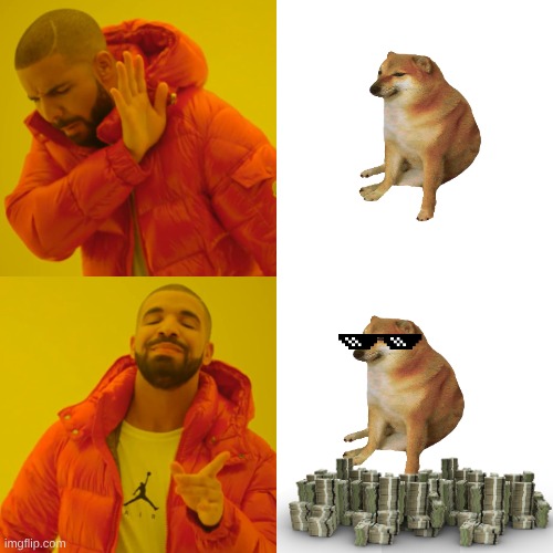 Drake dogeline bling | image tagged in memes,drake hotline bling | made w/ Imgflip meme maker