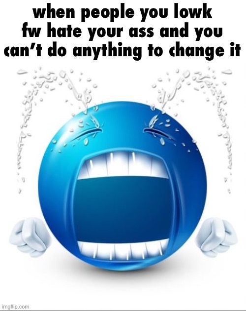 . | when people you lowk fw hate your ass and you can’t do anything to change it | image tagged in crying blue guy | made w/ Imgflip meme maker