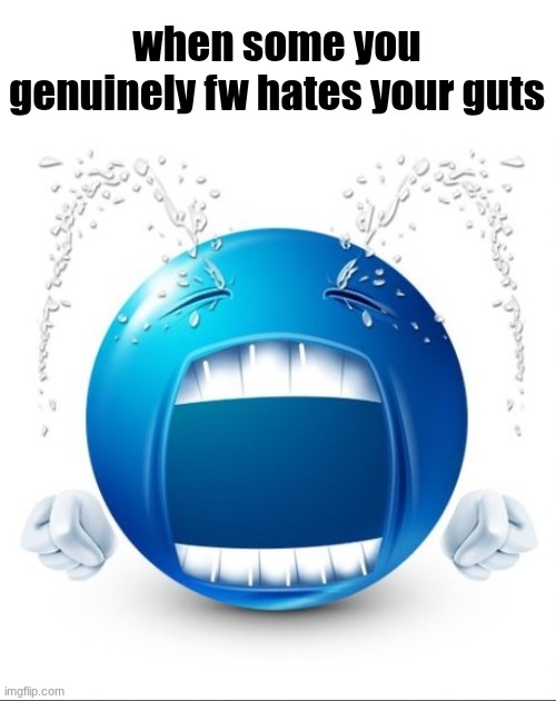 Crying Blue guy | when some you genuinely fw hates your guts | image tagged in crying blue guy | made w/ Imgflip meme maker