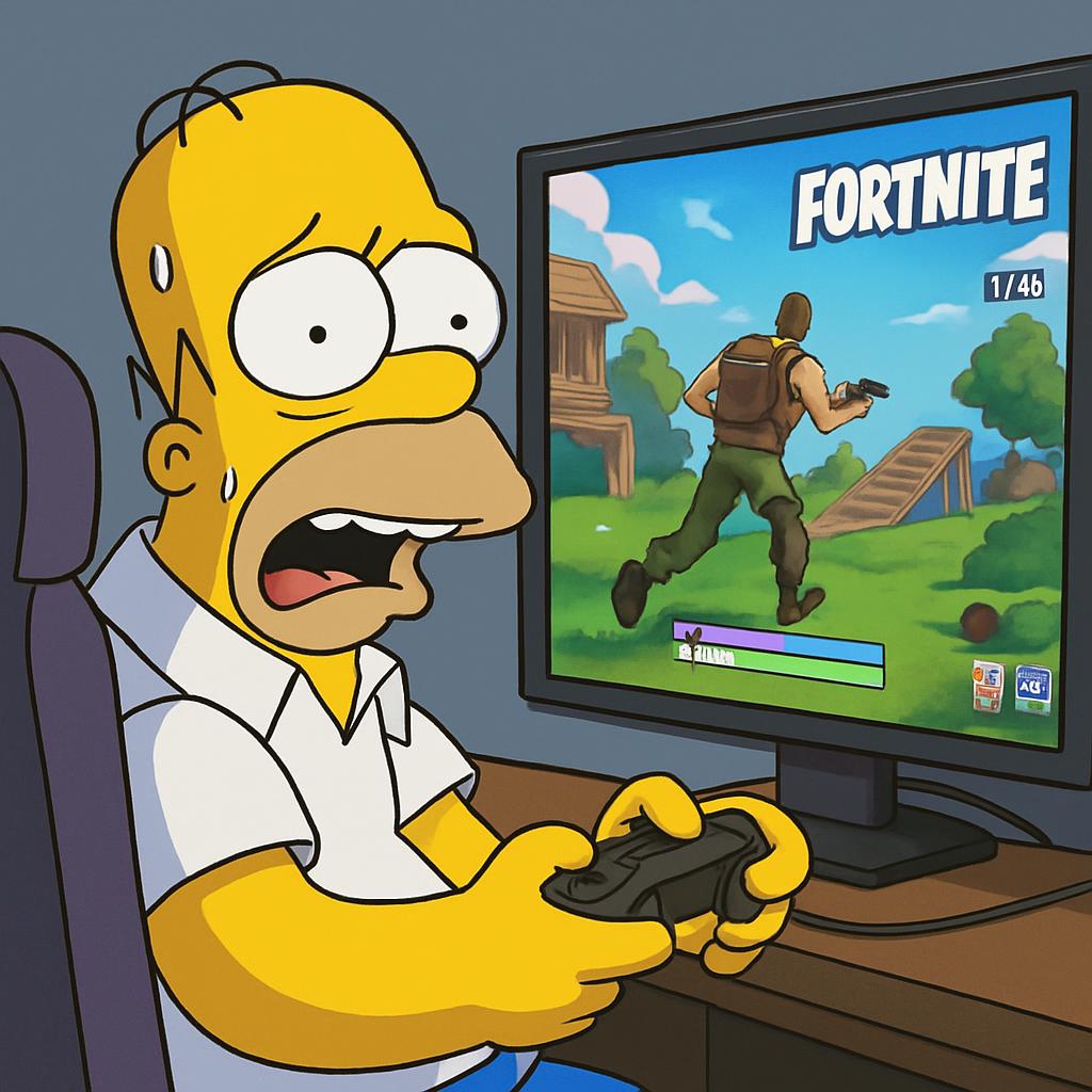 Homer Simpson playing fornite Blank Meme Template