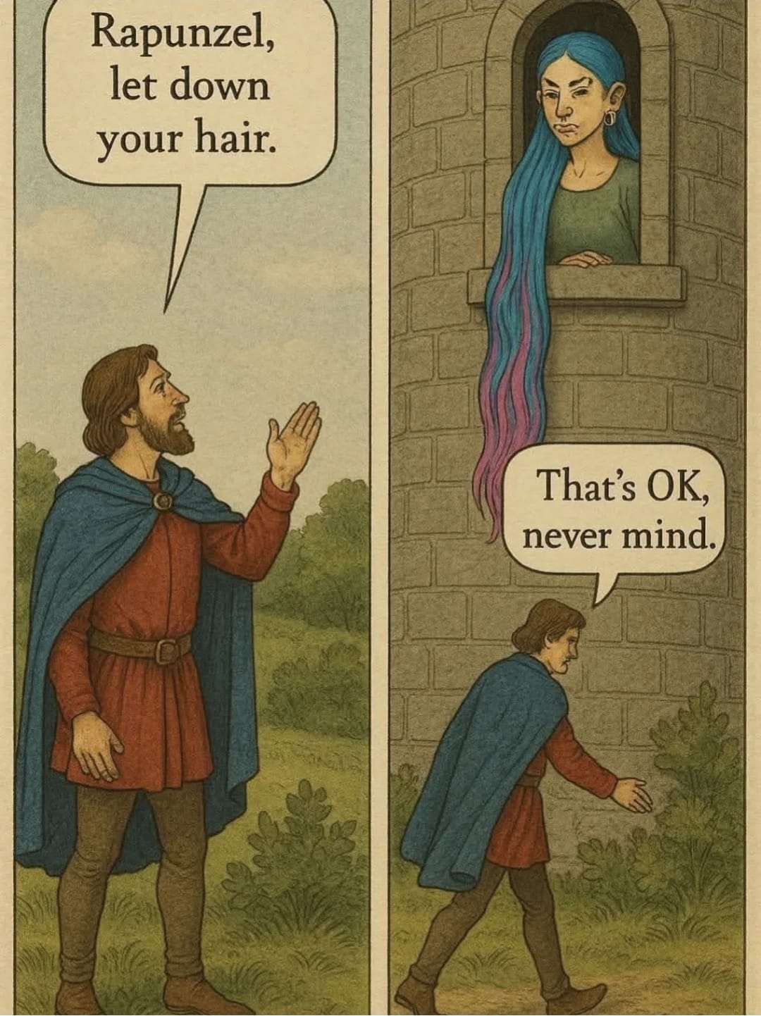 Rapunzel Fairy Tale Blank Meme Template