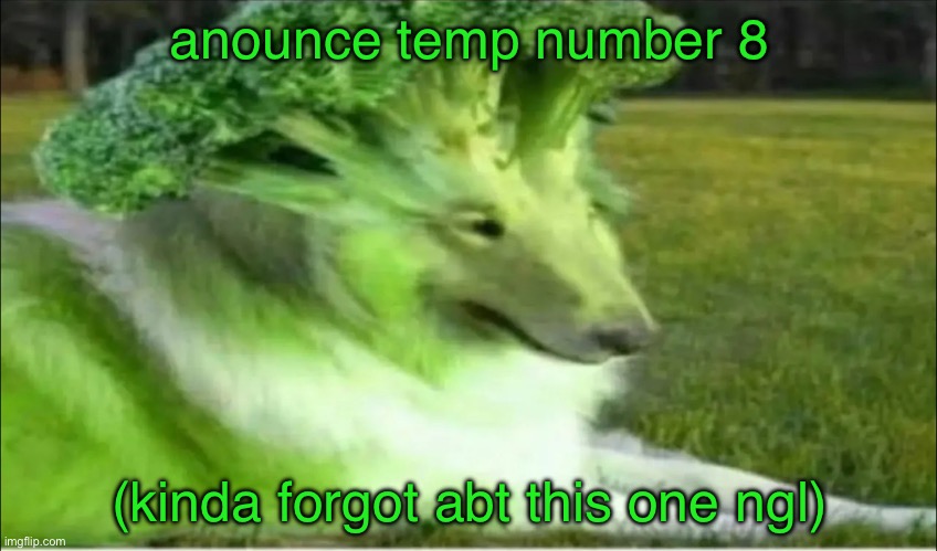 Broco dogo | anounce temp number 8; (kinda forgot abt this one ngl) | image tagged in broco dogo | made w/ Imgflip meme maker