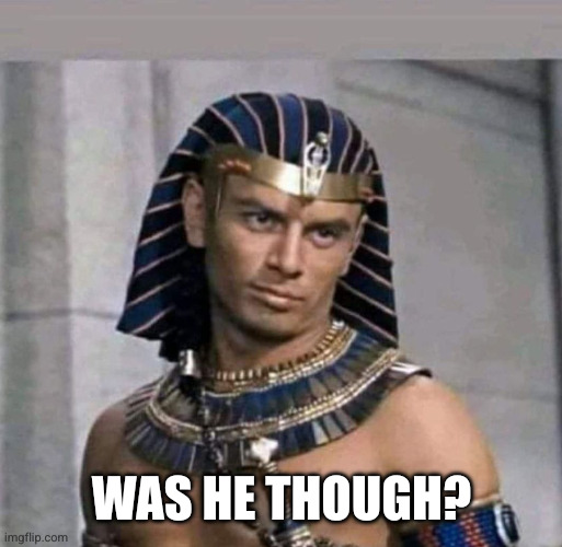 pharaoh | WAS HE THOUGH? | image tagged in pharaoh | made w/ Imgflip meme maker