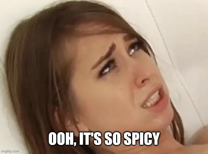 Riley Reid Oh God | OOH, IT'S SO SPICY | image tagged in riley reid oh god | made w/ Imgflip meme maker