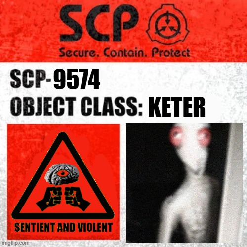 SCP - Chicken Ghost Label | 9574; KETER | image tagged in scp label template keter | made w/ Imgflip meme maker