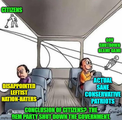 All that suffering and anguish of citizenry leftists . . . and it won you NOTHING. | CITIZENS; GOV SHUTDOWN BLAME GAME; ACTUAL SANE CONSERVATIVE PATRIOTS; DISAPPOINTED LEFTIST NATION-HATERS; CONCLUSION OF CITIZENS?  THE DEM PARTY SHUT DOWN THE GOVERNMENT. | image tagged in yep | made w/ Imgflip meme maker