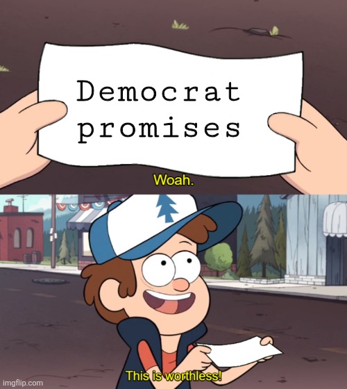 Democrats gained nothing but loathing. | Democrat promises | image tagged in this is worthless,political meme | made w/ Imgflip meme maker