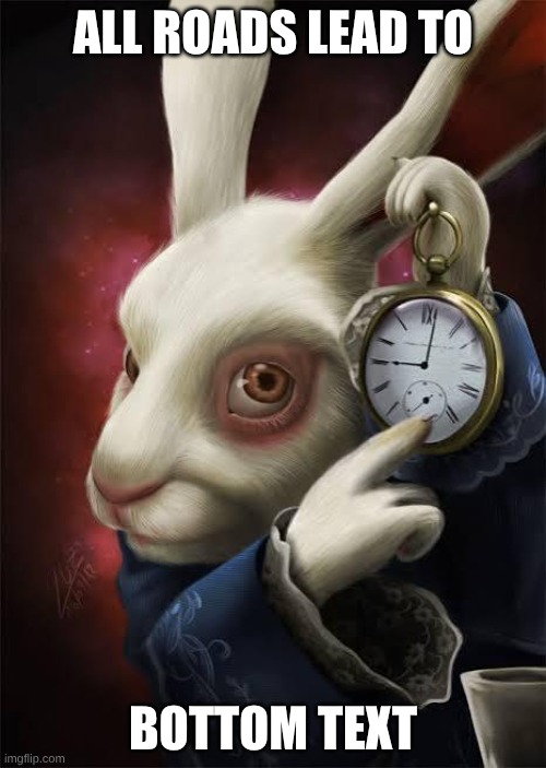 all roads lead to.. rabbit | ALL ROADS LEAD TO; BOTTOM TEXT | image tagged in all roads lead to rabbit | made w/ Imgflip meme maker