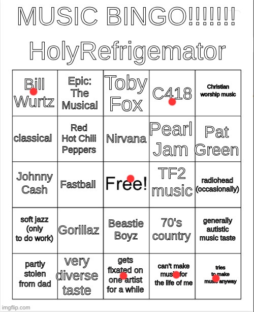 bill wurtz mention | image tagged in holyrefrigemator music bingo | made w/ Imgflip meme maker