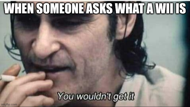 Me | WHEN SOMEONE ASKS WHAT A WII IS | image tagged in you wouldn't get it | made w/ Imgflip meme maker