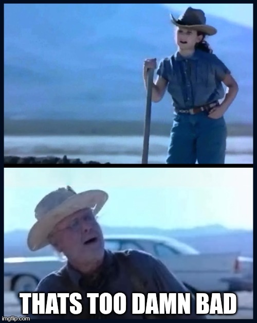 that's too damn bad | THATS TOO DAMN BAD | image tagged in that's too damn bad | made w/ Imgflip meme maker