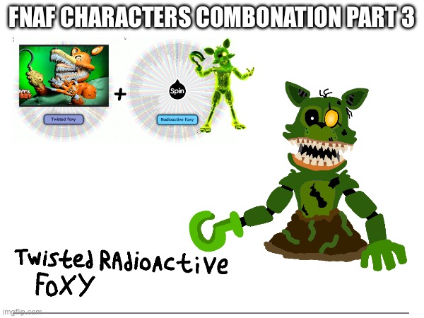 I made a 3rd addon to my FNaF combo series let’s just say I’m so addicted to it. | FNAF CHARACTERS COMBONATION PART 3 | image tagged in fnaf,combo,fusion,memes,fnaf ar,spin the wheel | made w/ Imgflip meme maker