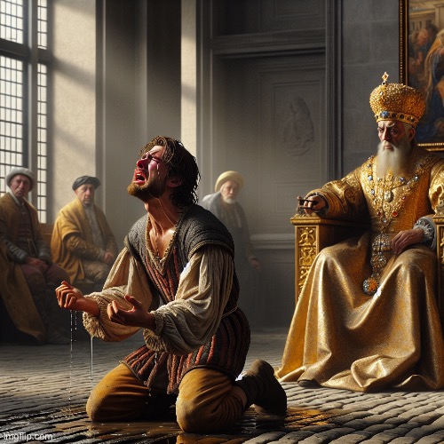 Man kneeling to king while crying | image tagged in man kneeling to king while crying | made w/ Imgflip meme maker