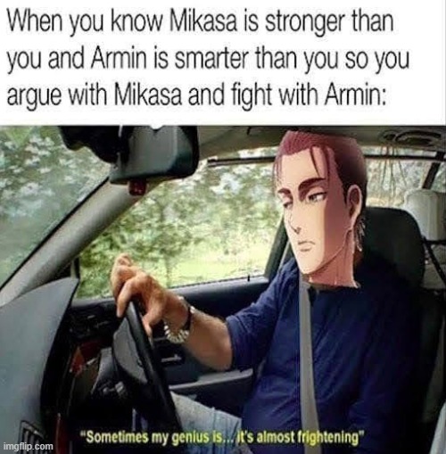 . | image tagged in aot,snk,shingeki no kyojin,attack on titan,anime,eren jaeger | made w/ Imgflip meme maker