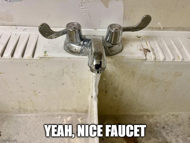 The Unmovable Faucet | YEAH, NICE FAUCET | image tagged in you had one job | made w/ Imgflip meme maker